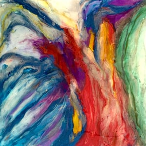 "RAINBOW EUCALYPTUS"  (16x16 on finished 1.5" deep cradled wood panel)  Exclusively at A'EO Fine Art, Greensboro NC