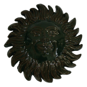 Soleil émaillé vert foncé diamètre 23 cm