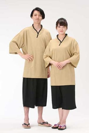 ドライメッシュ リラクゼーションウェア キャメル/ブラック