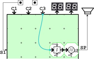 特殊サウンドのブロック実装図(2ブロックだけで作る回路例)