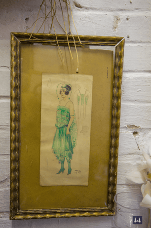 Modellzeichnung für ein Kleid der 1920er Jahre.