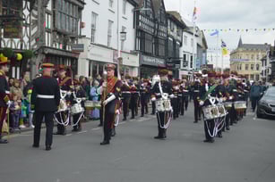 The Coventry Corps of Drums parade at Stratford-Upon-Avon