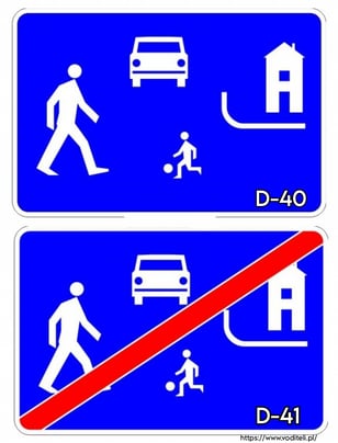 Знак жилая зона Польша