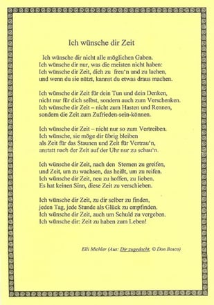 Ich wünsche dir Zeit, von Elli Michler (PDF)