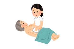 利用者様の背中を拭いている様子のイラスト