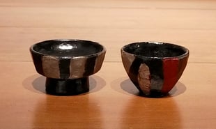 黒漆銀ぐい呑／塗分銀ぐい呑　松崎融　山の上ギャラリー