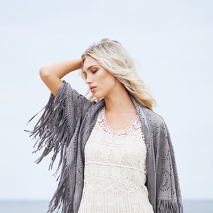 GREY KIMONO WITH FRINGES