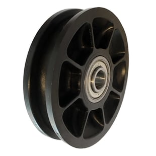 Carrucola da Ø 75 mm in plastica antiurto con doppio cuscinetto con anello distanziale per cavi fino a Ø 4 mm