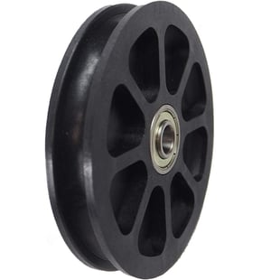 Carrucola da Ø 100mm in plastica antiurto con doppio cuscinetto a sfera per cavi fino a Ø 9mm