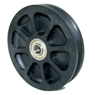 Carrucola da Ø 100mm in plastica antiurto con doppio cuscinetto a sfera per cavi fino a Ø 3mm