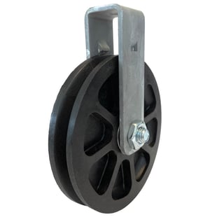 Carrucola da Ø 100 mm, con doppio cuscinetto a sfera staffa avvitata in acciaio zincato per cavi fino a Ø 3 mm