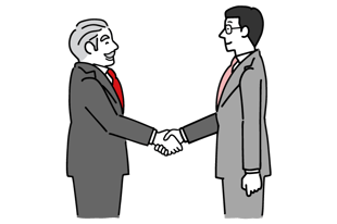 企業の担当者と求職者の握手