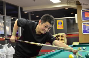 全日本14-1にて。チラ見撞き