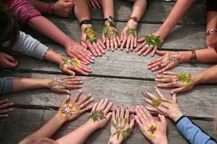 Umweltbildung mit Blättern und Blüten (Foto: Götte)