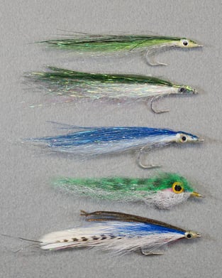 Baitfish imitating streamer fly examples for bonito