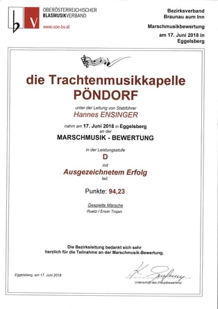 Marschwertung TMK Pöndorf 2018 Eggelsberg