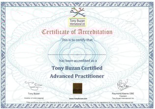 写真 「マインドマップ・アドバンス・プラクティショナー 修了証」