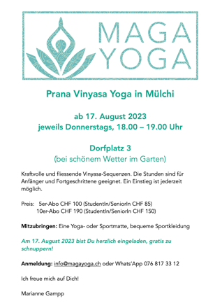 Dorfleist Mülchi - Yoga in Mülchi mit Marianne Gampp