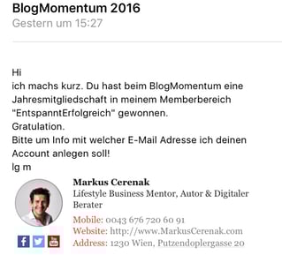 freaky finance, Markus Cerenak, Blogmomentum, E-Mail, Gewinnbenachrichtigung