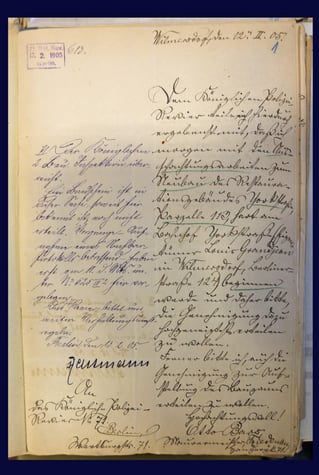 Bauakte des Restaurationsgebäudes, 1905. 