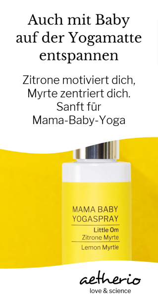 Auch mit #Baby auf die #Yogamatte zum #Enstpannen und Kraft tanken. Mit unserem Mama Baby #Yogaspray Little Om gewinnst du Motivation und Ruhe, dank babysanfter ätherischer Öle. Mit love & science gemacht. aetherio.de #babyyoga #yogamom #aetherio #baby