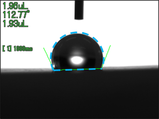 液滴は計算した球の球欠部分になるので、 先ほど計算した球の体積から水色の液滴 部分の体積を計算