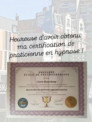 Carole Beauchamp - certification de praticienne en hypnose - juillet 2025