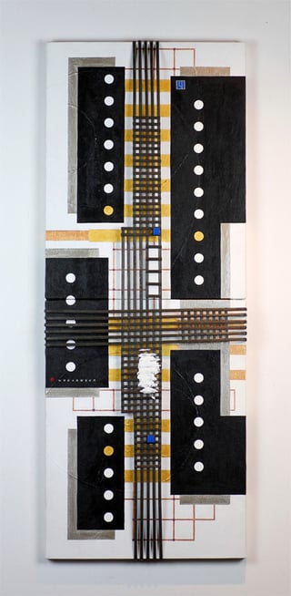JAPANESE SECRET - BLACK MODERN 2   318mm×820mm (318mm×410mm each)  F6×2  Acrylic, bamboo, wood, plaster   2014