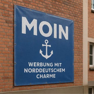 Mesh-Banner an einer Fassade in Hamburg