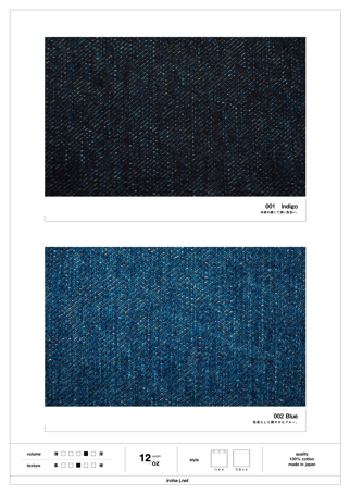 児島デニム、インディゴ色、ブルー色、掲載