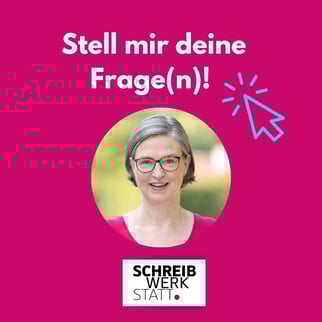 Foto Huberta Weigl. Bezeichnet: Frag Huberta! 