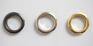 ハトメカーテンの金具見本