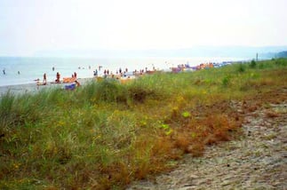 die Sandstrände bei Binz waren schon gut gefüllt