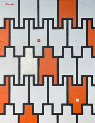 SOUL BLUEPRINT 4   318mm*410mm   F6   2025 acrylic on canvas, wood