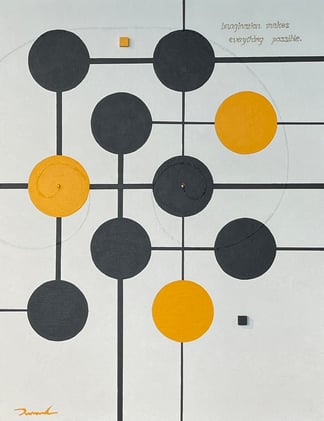 COSMIC RAY POINTS 3   318mm*410mm   F6   2025 acrylic on canvas, wood