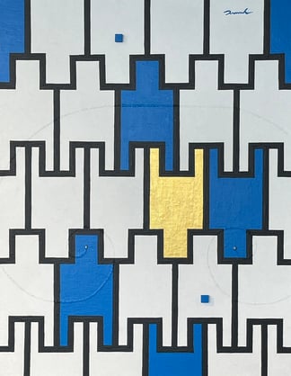 SOUL BLUEPRINT 3   318mm*410mm   F6   2025 acrylic on canvas, wood