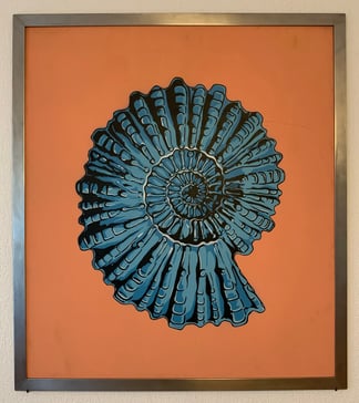 Beat Flückiger - Stencilpassion - Bild auf Holz - Titel Ammonites Mammilaris