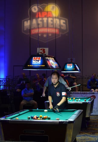 マスターズの準決勝でプレーする福田選手　写真提供：JPA（以下全て）