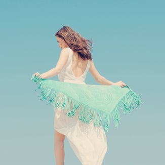 MILLA - SMALL SUEDE FRINGE SHAWL OR WRAP - TURQUOISE AZUR BLUE