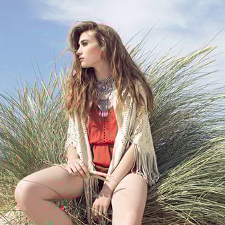 LARGE BEIGE SUEDE FRINGE WRAP