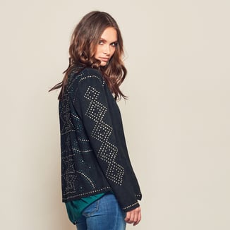 BLACK SUEDE MOTO JACKET WITH STUDS