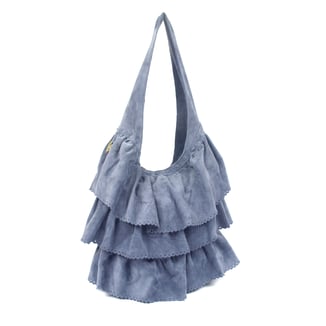 Modern boho minimlaist lavender purple suede frills shoulderbag