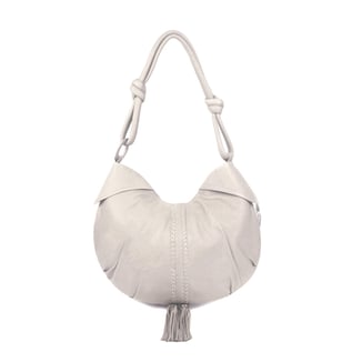 Goa- luxury ivory leather bag with tassels and beads