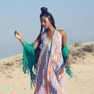 SUEDE SHAWL WITH SUEDE FRINGES - COLOR EMERALD