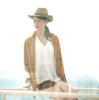 LARGE SAND SUEDEFRINGE  SHAWL 