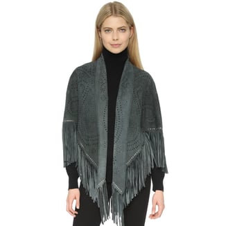 STORM SUEDE KIMONO WITH STUDS AND FRINGES