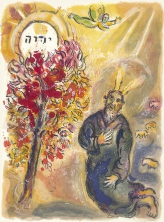 Chagall, Moses: „Moses und der brennende Dornbusch“