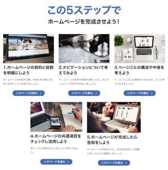 ５つのステップでホームページが完成