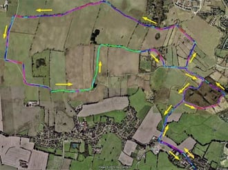 Mittlere Dogscooting Strecke ca. 14 km; Quelle: google earth