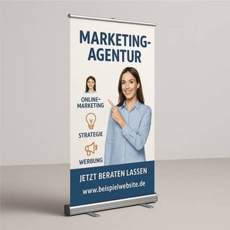 Roll-Up Banner für Messen oder Eingangsbereiche – mobil, wiederverwendbar und hochwertig bedruckt in Hamburg